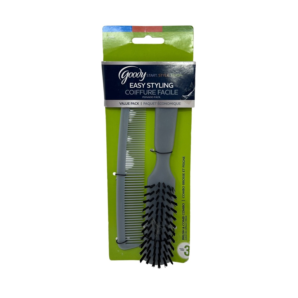 Goody Easy Styling Hair Brush and Comb Value Pack Grey 05223 Set